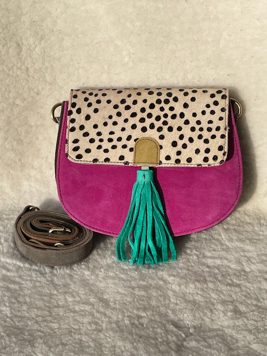 Handcrafted, Recycled Suede & Hide Multi-Coloured Bags.